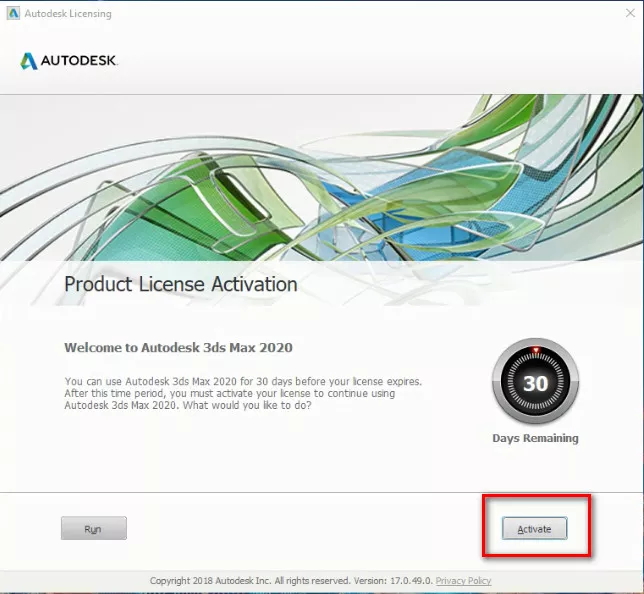Tiếp tục chọn Active để crack Autodesk 3DS Max 