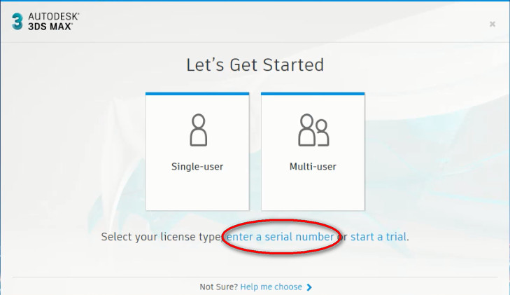 Chọn Enter a serial number để tiến hành Crack Autodesk 3DS Max 
