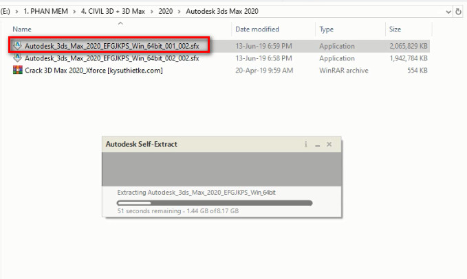 Giải nén file cài đặt Autodesk 3DS Max 2020