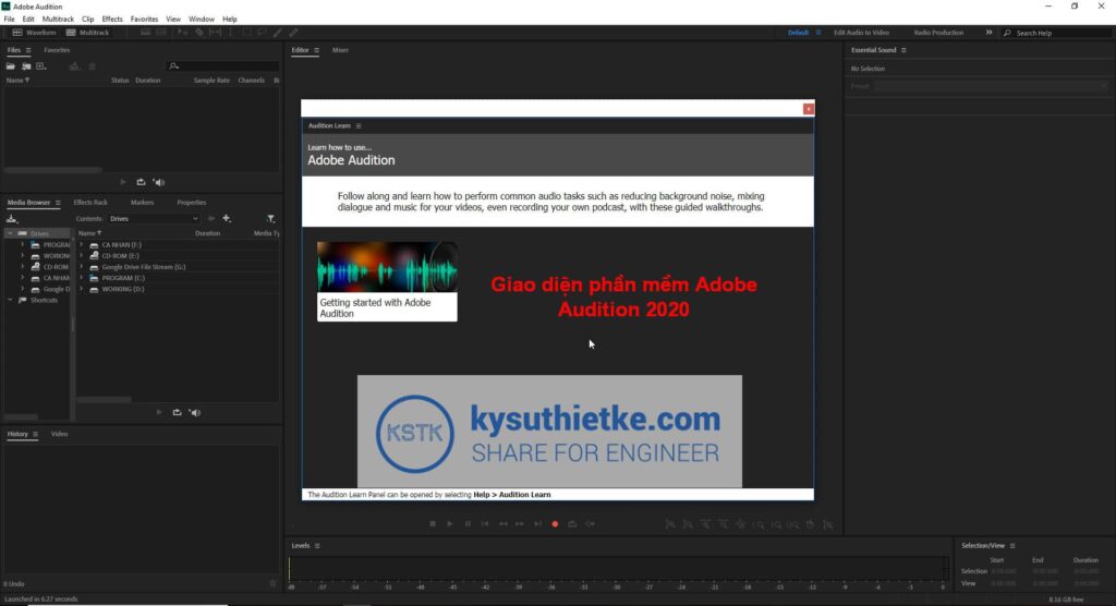 Giao diện Adobe Audition 2020 Full Active