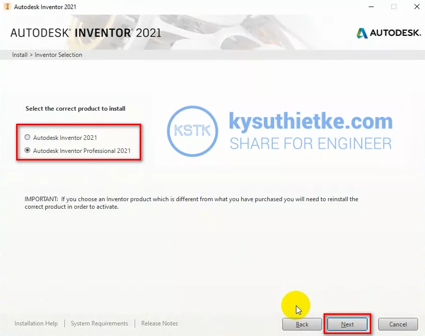 Download Autodesk Inventor 2021 Full Link Google Drive - Hướng dẫn cài đặt 4 Cài đặt Autodesk Inventor 2021 - Chọn phiên bản