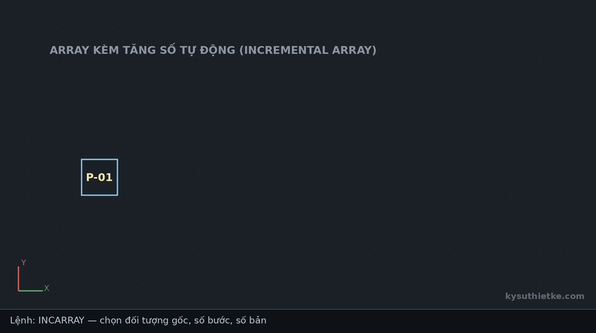 Lisp array kèm tăng số tự động trong AutoCAD – Incremental Array 1 Hướng dẫn sử dụng Lisp array kèm tăng số tự động trong AutoCAD
