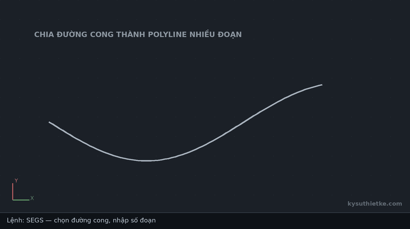Lisp chia đường cong thành polyline nhiều đoạn trong AutoCAD – Segment Curve 1 Hướng dẫn sử dụng Lisp chia đường cong thành polyline nhiều đoạn trong AutoCAD