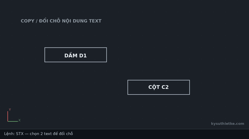 Lisp copy và đổi chỗ nội dung text trong AutoCAD – Copy or Swap Text 1 Hướng dẫn sử dụng Lisp copy và đổi chỗ nội dung text trong AutoCAD