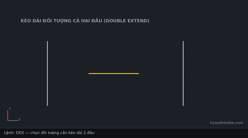 Lisp kéo dài đối tượng cả hai đầu trong AutoCAD – Double Extend 1 Hướng dẫn sử dụng Lisp kéo dài đối tượng cả hai đầu trong AutoCAD