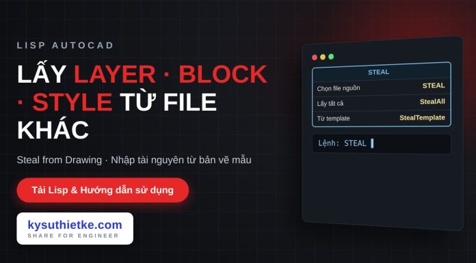 Lisp lấy layer, block, style từ bản vẽ khác trong AutoCAD – Steal from Drawing Lisp lấy layer, block, style từ bản vẽ khác trong AutoCAD