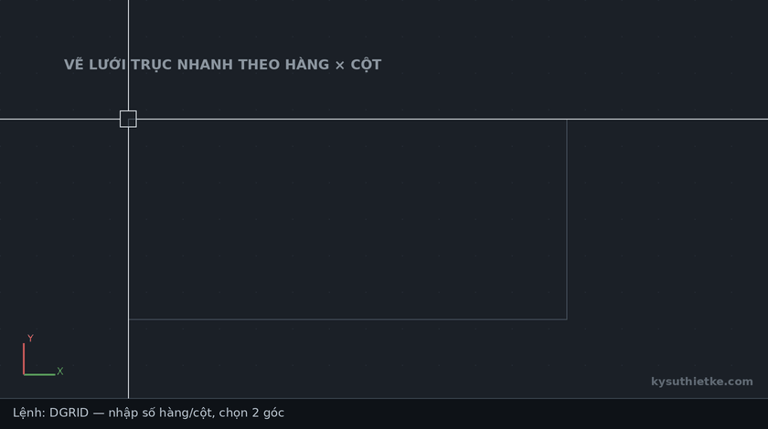Lisp vẽ lưới trục nhanh trong AutoCAD – Draw Grid 1 Hướng dẫn sử dụng Lisp vẽ lưới trục nhanh trong AutoCAD