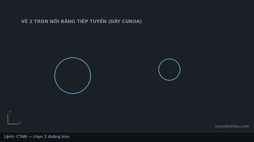 Lisp vẽ tiếp tuyến nối 2 đường tròn trong AutoCAD – Circle Tangents 1 Hướng dẫn sử dụng Lisp vẽ tiếp tuyến nối 2 đường tròn trong AutoCAD