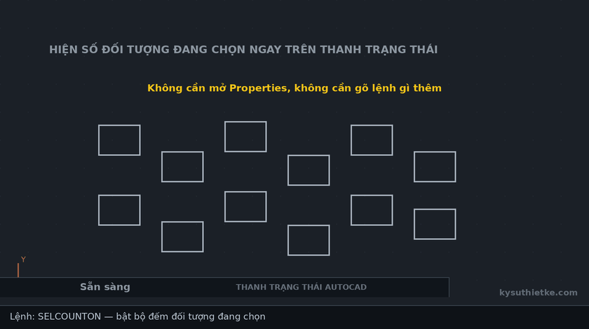 Lisp đếm đối tượng đang chọn trong AutoCAD – Selection Counter 1 Hướng dẫn sử dụng Lisp đếm đối tượng đang chọn trong AutoCAD