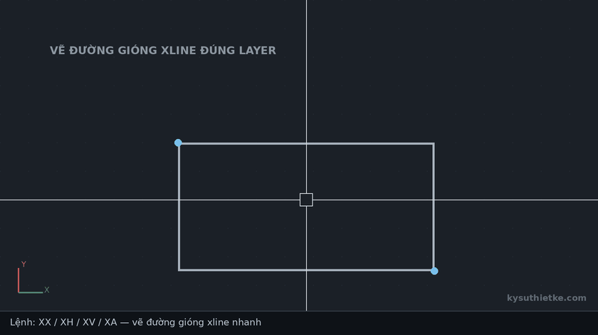 Lisp vẽ đường gióng XLine trong AutoCAD – XLine 1 Hướng dẫn sử dụng Lisp vẽ đường gióng XLine trong AutoCAD